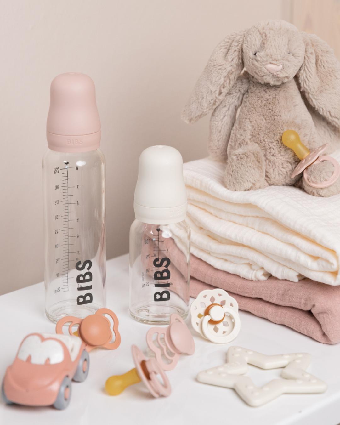 krémfehér és púder rzsaszín BIBS cumisüveg 110 ml és 225 ml