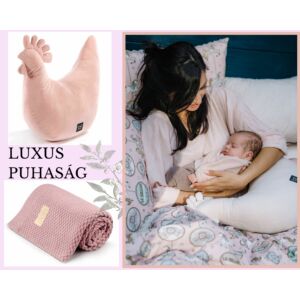 púder rózsaszín baba-mama szett pipi szoptatós párnával és merinó gyapjú baba takaróval