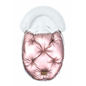 baba bundazsák prémium eco bőr anyagból fényes rózsaszín fehér szőrmével