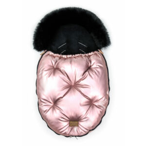 baba bundazsák prémium eco bőr anyagból fényes rózsaszín fekete szőrmével