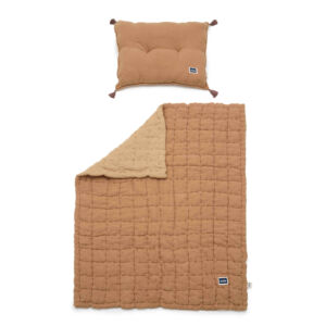 ovis ágynemű szett töltettel takaró és párna pamut muszlin anyagból karamell színben
