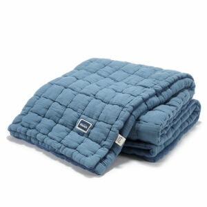 steppelt felnőtt méretű takaró muszlin pamutból kék színben
