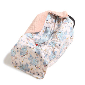 hordozós takaró babakocsi takaró púder rózsaszín velvet kék álmos bagoly mintával La Millou Sleepy Owls 