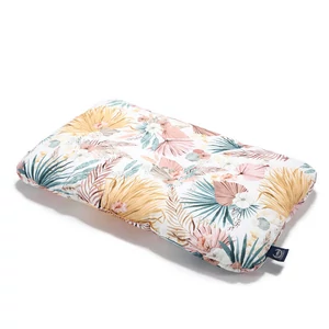 Pamut párna 40 x 60 cm méretben mályva, sárga és zöld színben egzotikus trópusi pálmalevél mintával Boho Palms Light