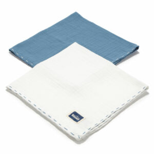 2 darabos textil pelenka pamut muszlin kék és fehér színekben