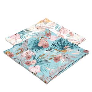 2 darabos textil pelenka bambusz anyagból rózsaszín-kék trópusi pálmalevél és virág mintás La Millou Boho Palms