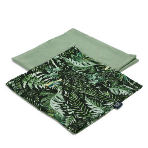 2 darabos textil pelenka bambuszból khaki zöld botanikus kert leveles mintával Botanical