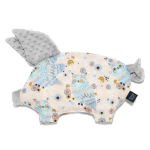 lapos baba párna röfi alakú szürke minky rózsaszín-kék álmos bagoly mintával La Millou Sleepy Owls