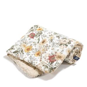 ovis takaró töltettel rafaello fehér pamut-velvet bézs alapon sárga virágok La Millou Vintage Meadow