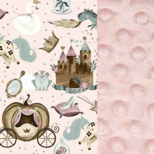 kétoldalas rózsaszín pamut minky tavaszi-nyári babatakaró töltet nélkül La Millou Princess hercegnő kastély
