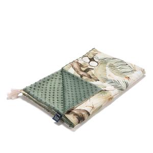 tavaszi-nyári babatakaró töltet nélkül kétoldalas pamut minky khaki zöld pálma leveles Boho Coco