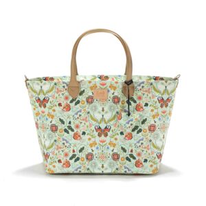 közepes méretű pelenkázó táska halvány menta alapon színes virág és pillangó mintával La Millou Secret Garden