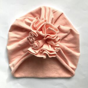 Őszi téli turbán sapka púder rózsaszín XS méret