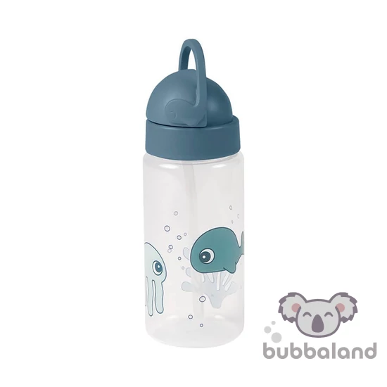 kék csöpögésmentes szívószálas itatópohár babáknak Done by Deer Sea Friends tengeri halacska és medúza mintával