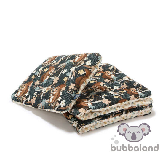baba ágynemű szett töltettel és kispárnával 80x100 cm bézs-barna erdei mókus mintával La Millou Pretty Barbara