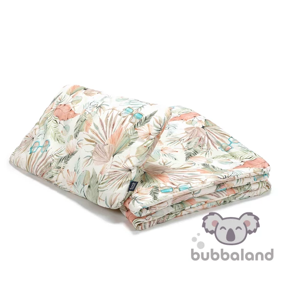 ovis ágynemű szett töltettel 100x135 cm menta és rózsaszín színben pálmalevél és retro napszemüveg mintával Boho Girl