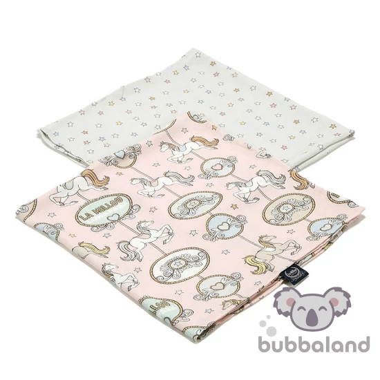 2 darabos textil pelenka bambuszból ezüst ionokkal rózsaszín körhinta mintával Dream Lunapark