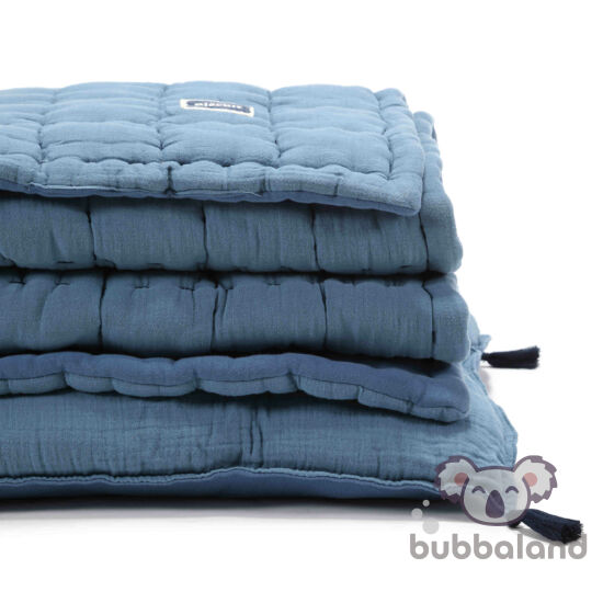 felnőtt ágynemű szett takaróval és párnával muszlin anyagból kék színben