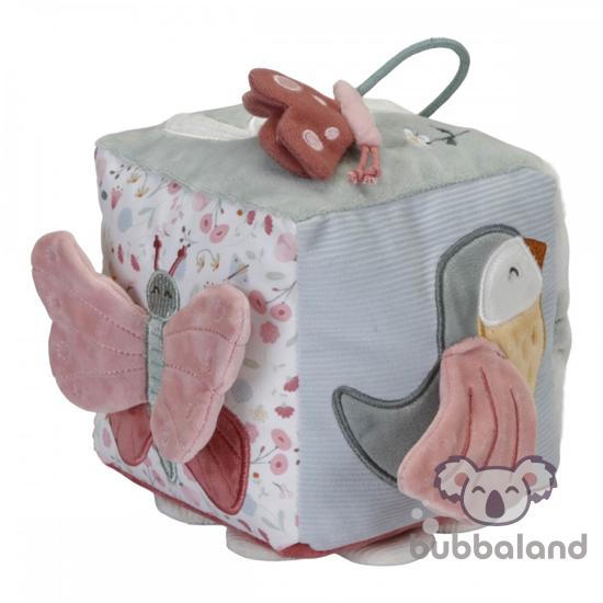 Little Dutch készségfejlesztő plüss kocka - virágok&amp;pillangók