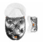 Kép 1/9 - két részes baba bundazsák szett prémium eco bőr anyagból fényes ezüst színben