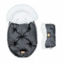Kép 1/9 - két részes baba bundazsák szett prémium eco bőr anyagból fekete fehér szőrmével