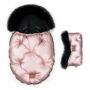 Kép 1/9 - két részes baba bundazsák szett prémium eco bőr anyagból fényes rózsaszín fekete szőrmével