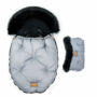 Kép 1/9 - két részes baba bundazsák szett prémium eco bőr anyagból szürke fekete szőrmével