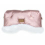 Kép 1/5 - babakocsi kézmelegítő fényes rózsaszín színben fehér szőrmével