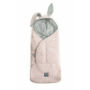 Kép 1/6 - babakocsi takaró nyuszifüllel púder rózsaszín rácsos waffel anyagból