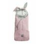 Kép 1/7 - babakocsi takaró nyuszifüllel vintage rózsaszín rácsos waffel anyagból