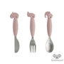 Kép 1/7 - 3 darabos baba evőeszköz szett púder rózsaszín Done by Deer YummyPlus