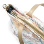 Kép 7/7 - mályva és zöld színű pelenkázó táska trópusi pálma mintával
