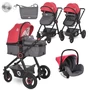 Kép 1/10 - Lorelli Alexa SET babakocsi mózessé alakítható sport résszel - Cherry Red